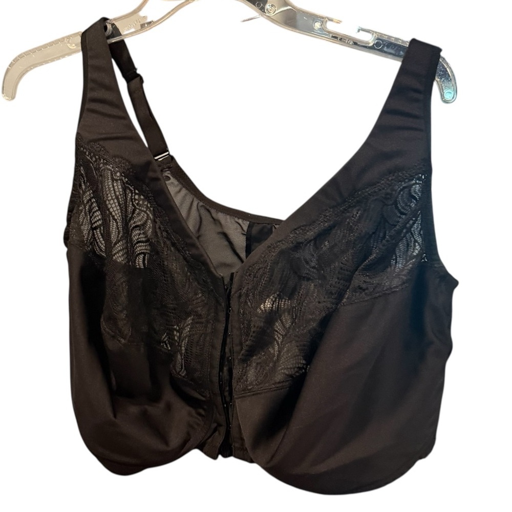 Glamorise MagicLift Front-Closure Natural Shape Bra Black, size 56F